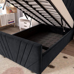 Fiji Kids Sunrise Upholstered Ottoman Bed - Black Plush Velvet