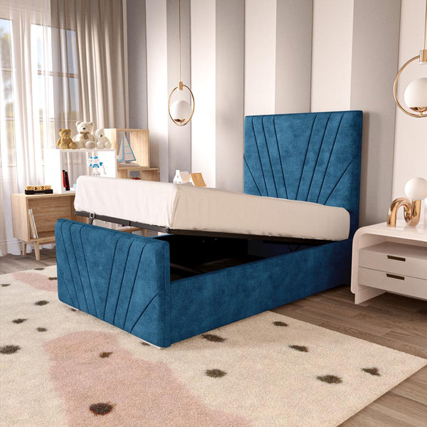 Fiji Kids Sunrise Upholstered Ottoman Bed - Blue Coniston