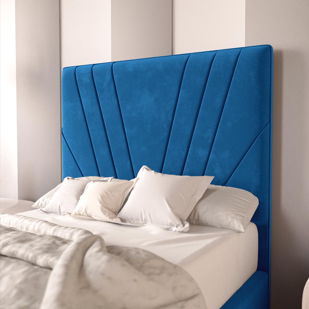 Fiji Kids Sunrise Upholstered Ottoman Bed - Blue Plush Velvet