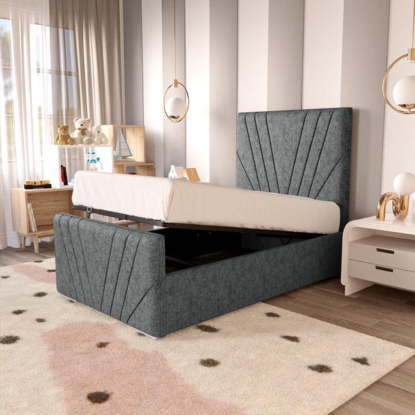 Fiji Kids Sunrise Upholstered Ottoman Bed - Charcoal Chenille