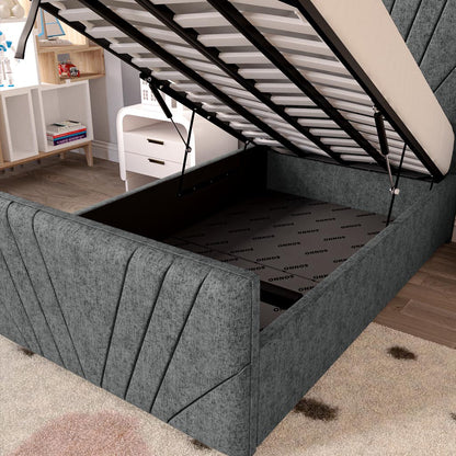 Fiji Kids Sunrise Upholstered Ottoman Bed - Charcoal Chenille