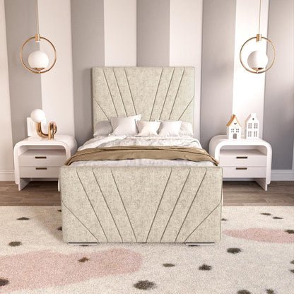 Fiji Kids Sunrise Upholstered Ottoman Bed - Cream Chenille