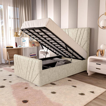 Fiji Kids Sunrise Upholstered Ottoman Bed - Cream Chenille
