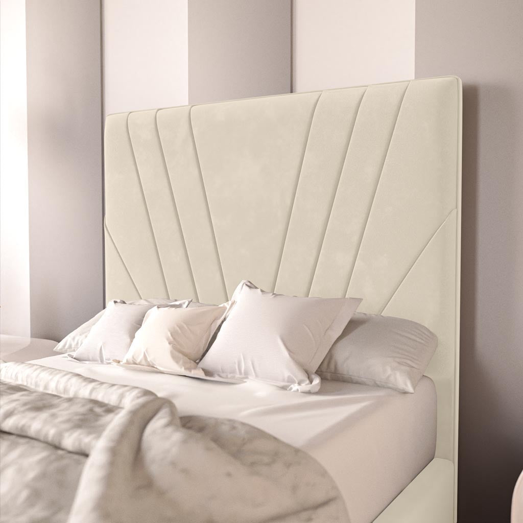 Fiji Kids Sunrise Upholstered Ottoman Bed - Cream Plush Velvet