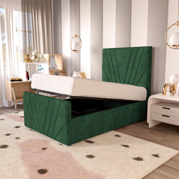 Fiji Kids Sunrise Upholstered Ottoman Bed - Emerald Coniston