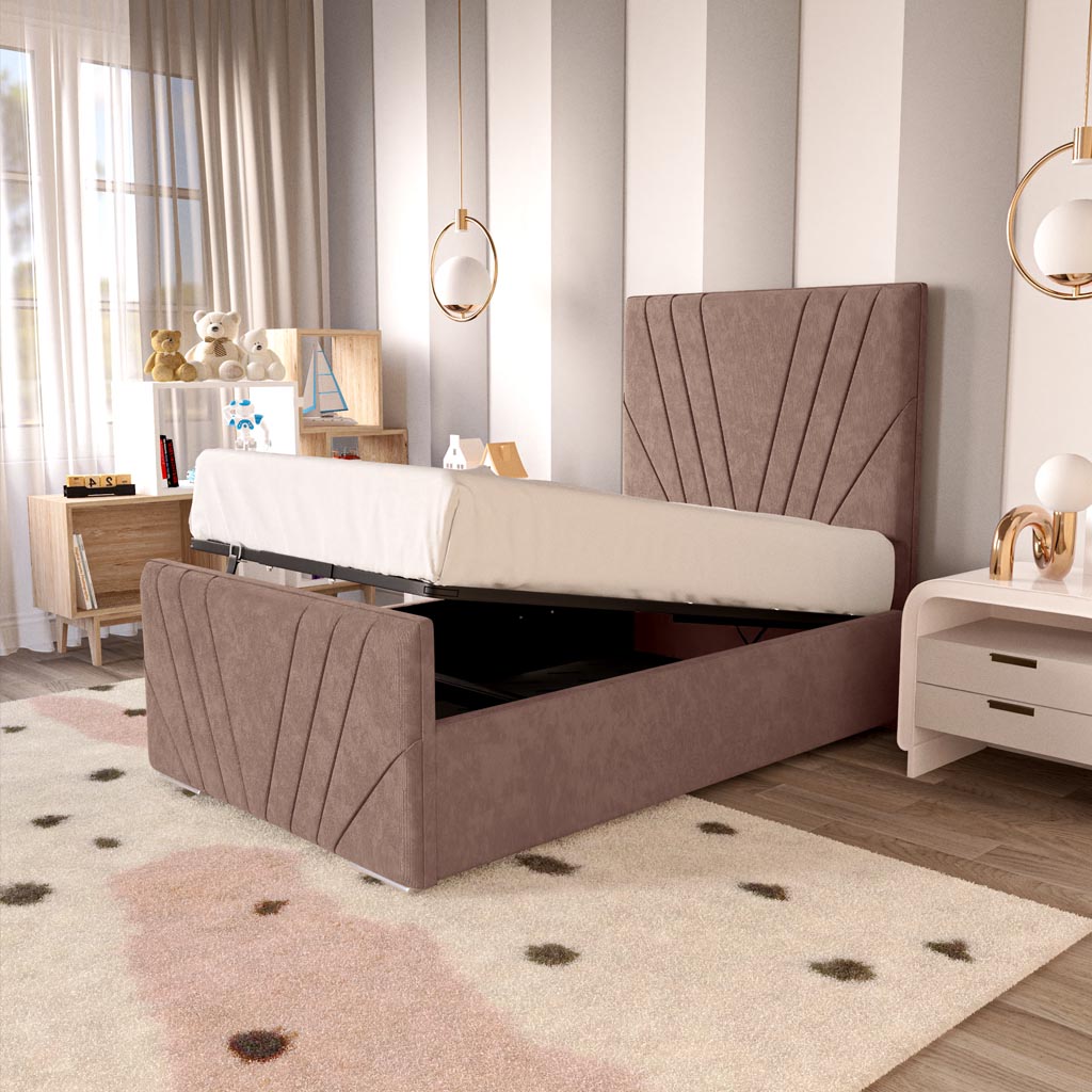 Fiji Kids Sunrise Upholstered Ottoman Bed - Mauve Naples