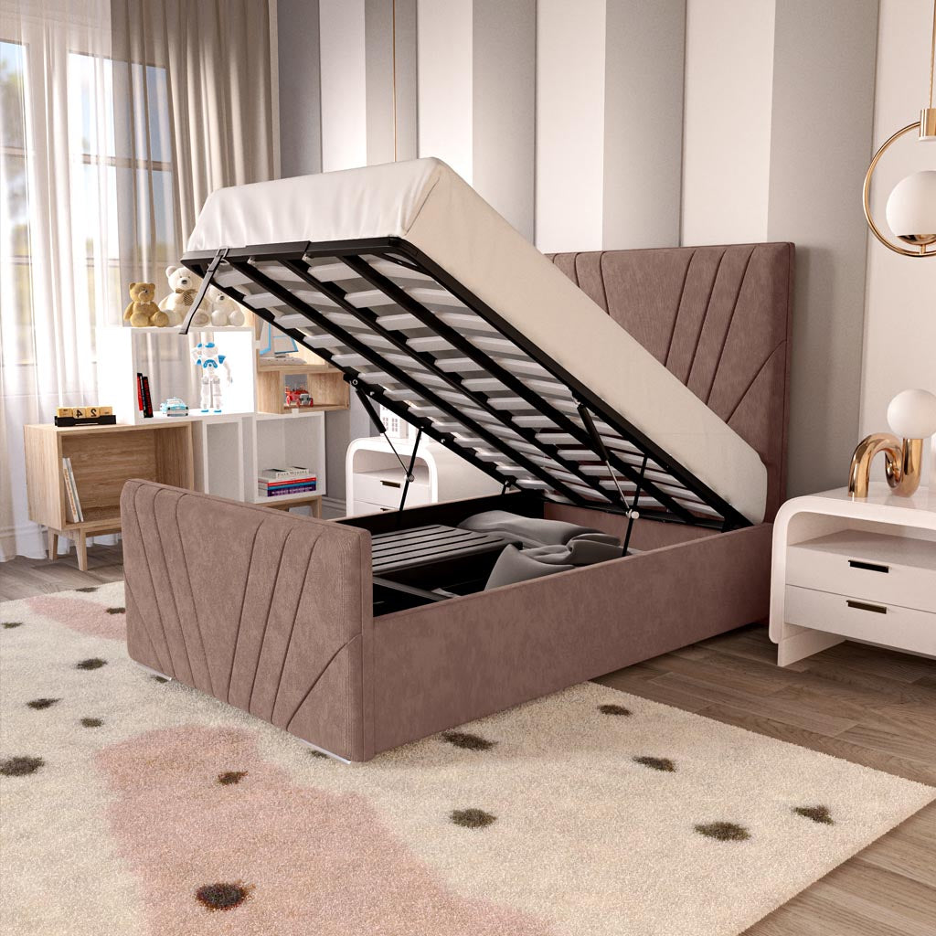 Fiji Kids Sunrise Upholstered Ottoman Bed - Mauve Naples