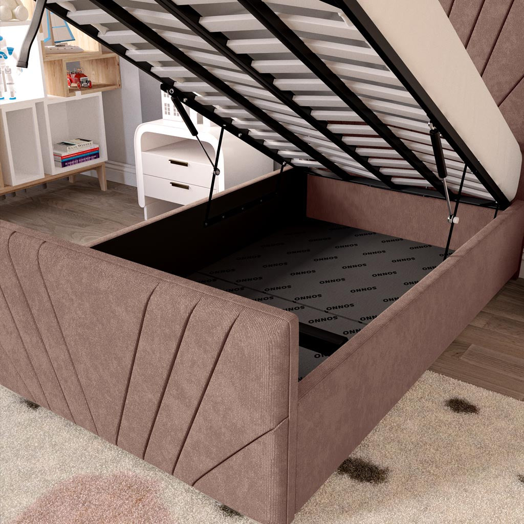 Fiji Kids Sunrise Upholstered Ottoman Bed - Mauve Naples