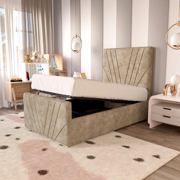 Fiji Kids Sunrise Upholstered Ottoman Bed - Mink Coniston