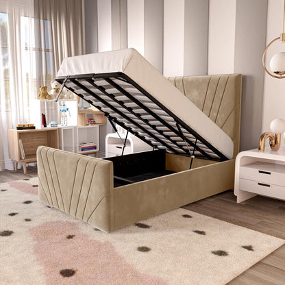 Fiji Kids Sunrise Upholstered Ottoman Bed - Mink Plush Velvet