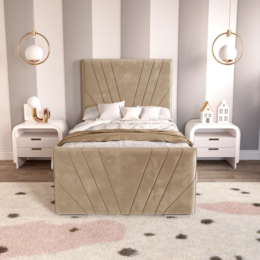 Fiji Kids Sunrise Upholstered Ottoman Bed - Mink Plush Velvet