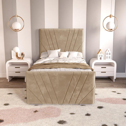Fiji Kids Sunrise Upholstered Ottoman Bed - Mink Plush Velvet