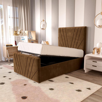 Fiji Kids Sunrise Upholstered Ottoman Bed - Mocca Plush Velvet