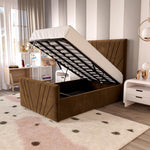 Fiji Kids Sunrise Upholstered Ottoman Bed - Mocca Plush Velvet