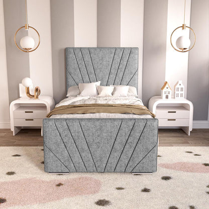 Fiji Kids Sunrise Upholstered Ottoman Bed - Silver Chenille