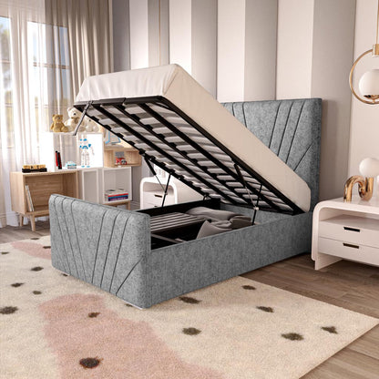 Fiji Kids Sunrise Upholstered Ottoman Bed - Silver Chenille