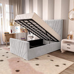 Fiji Kids Sunrise Upholstered Ottoman Bed - Silver Plush Velvet