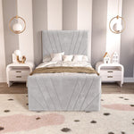 Fiji Kids Sunrise Upholstered Ottoman Bed - Silver Plush Velvet