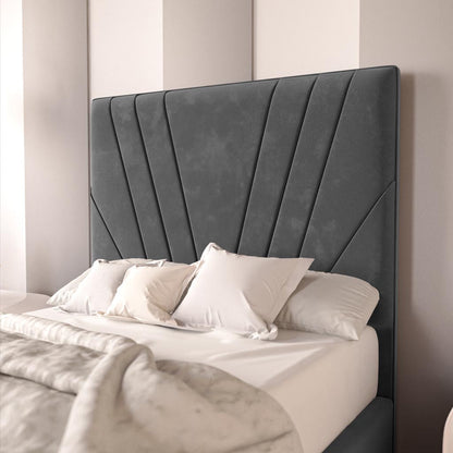 Fiji Kids Sunrise Upholstered Ottoman Bed - Steel Plush Velvet