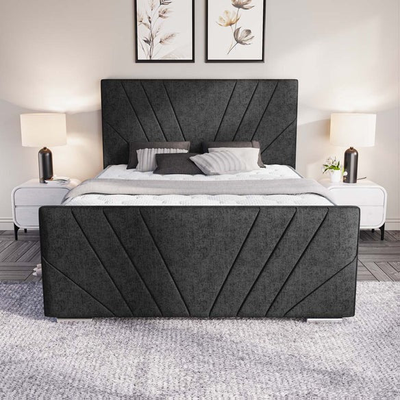 Fiji Sunrise Upholstered Bed - Black Chenille