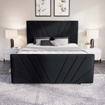 Fiji Sunrise Upholstered Bed - Black Plush Velvet