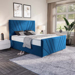 Fiji Sunrise Upholstered Bed - Blue Plush Velvet