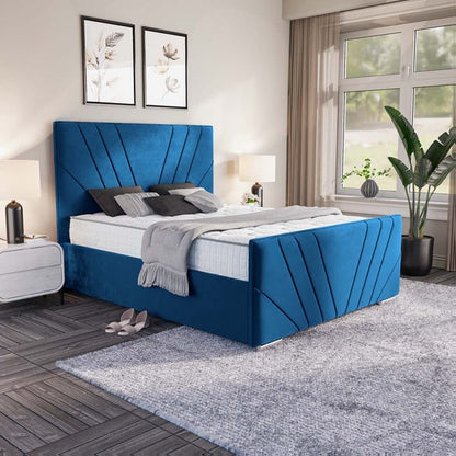 Fiji Sunrise Upholstered Bed - Blue Plush Velvet