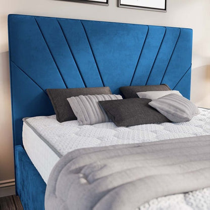 Fiji Sunrise Upholstered Bed - Blue Plush Velvet