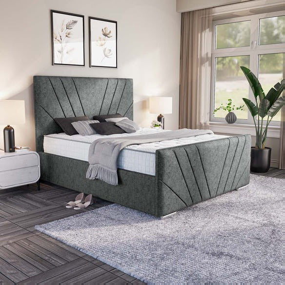 Fiji Sunrise Upholstered Bed - Charcoal Chenille