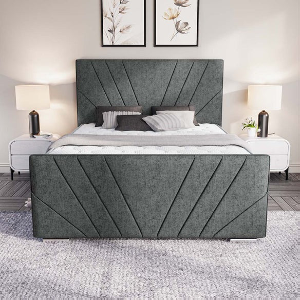 Fiji Sunrise Upholstered Bed - Charcoal Chenille