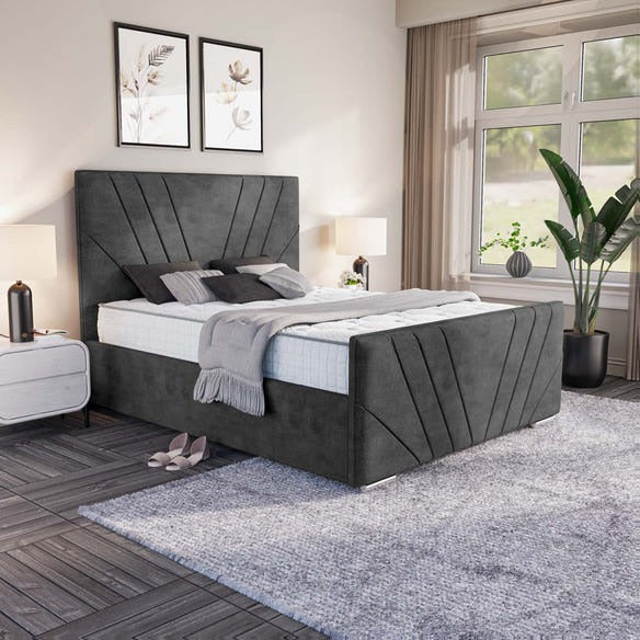 Fiji Sunrise Upholstered Bed - Charcoal Coniston