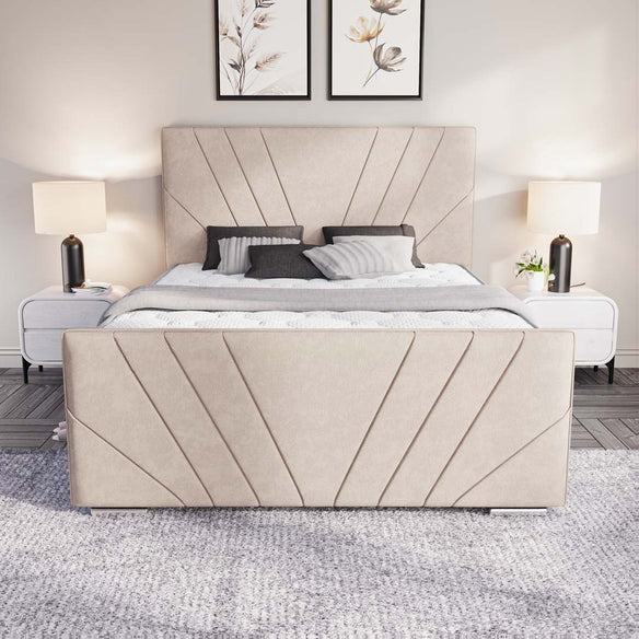 Fiji Sunrise Upholstered Bed - Cream Naples