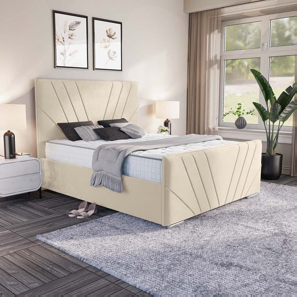 Fiji Sunrise Upholstered Bed - Cream Plush Velvet