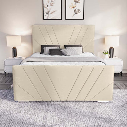 Fiji Sunrise Upholstered Bed - Cream Plush Velvet