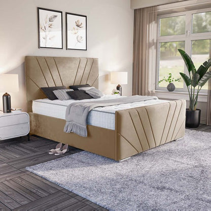 Fiji Sunrise Upholstered Bed - Mink Plush Velvet