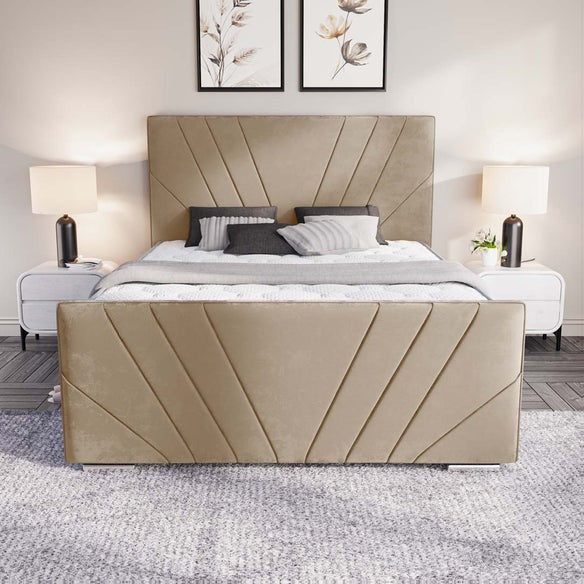 Fiji Sunrise Upholstered Bed - Mink Plush Velvet