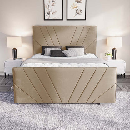 Fiji Sunrise Upholstered Bed - Mink Plush Velvet