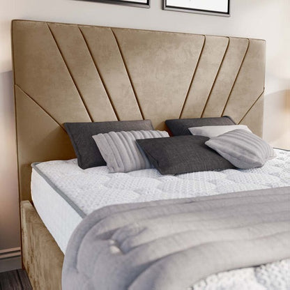 Fiji Sunrise Upholstered Bed - Mink Plush Velvet