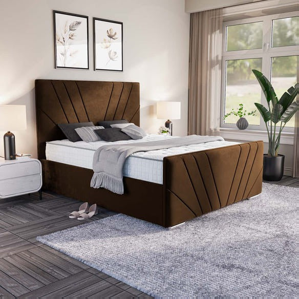Fiji Sunrise Upholstered Bed - Mocca Plush Velvet