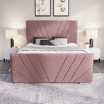 Fiji Sunrise Upholstered Bed - Pink Plush Velvet