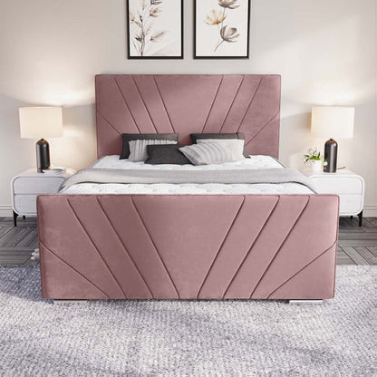 Fiji Sunrise Upholstered Bed - Pink Plush Velvet