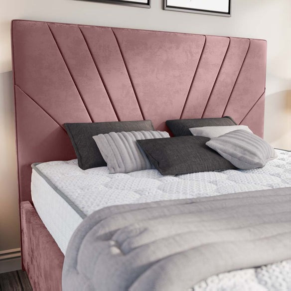 Fiji Sunrise Upholstered Bed - Pink Plush Velvet