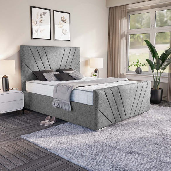 Fiji Sunrise Upholstered Bed - Silver Chenille