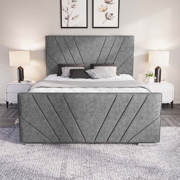 Fiji Sunrise Upholstered Bed - Silver Chenille