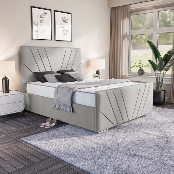 Fiji Sunrise Upholstered Bed - Silver Linoso