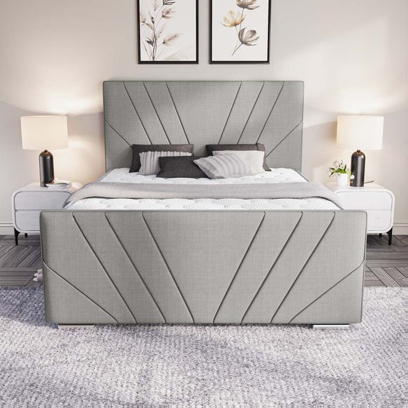 Fiji Sunrise Upholstered Bed - Silver Linoso