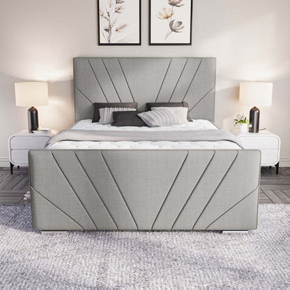 Fiji Sunrise Upholstered Bed - Silver Linoso