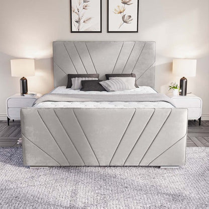 Fiji Sunrise Upholstered Bed - Silver Plush Velvet