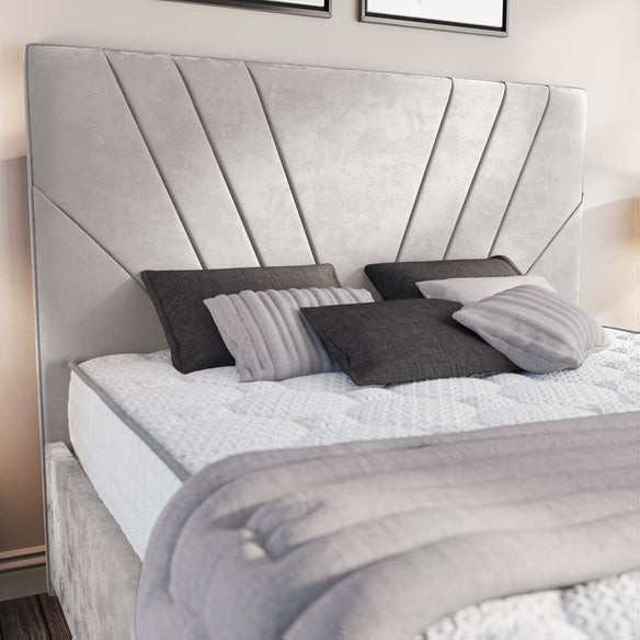 Fiji Sunrise Upholstered Bed - Silver Plush Velvet
