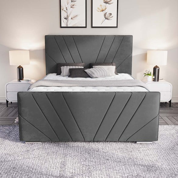 Fiji Sunrise Upholstered Bed - Steel Plush Velvet
